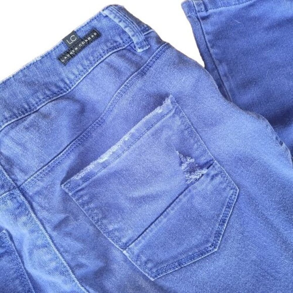 LC by Lauren Conrad Women's Size 6 Blue Denim Skinny Jeans Stretch Distressed - Picture 9 of 11